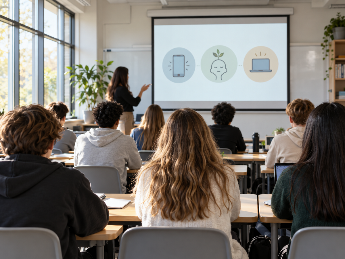 Classe de collège pendant une intervention